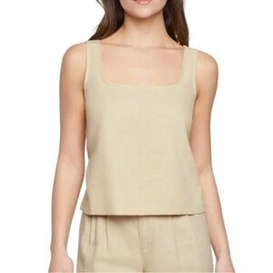 Sleeveless Square Neck Tank Top - Cream